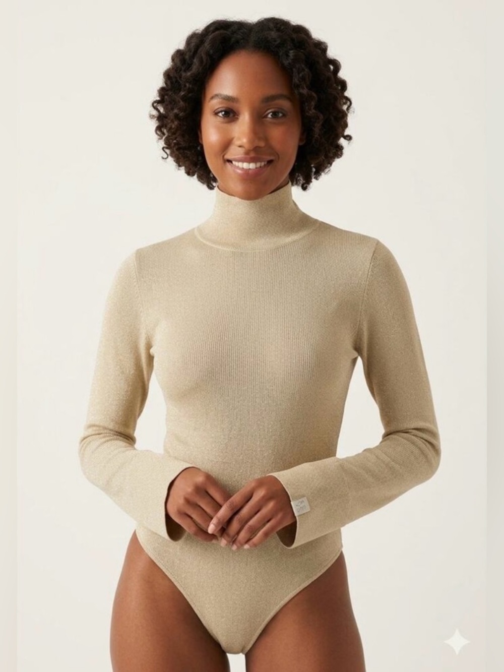 Athleta x Alicia Keys Inner Strength Bodysuit Metallic Ivory Gold